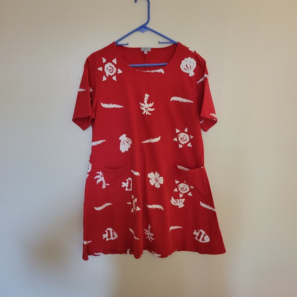 Red vintage summer T-shirt dress